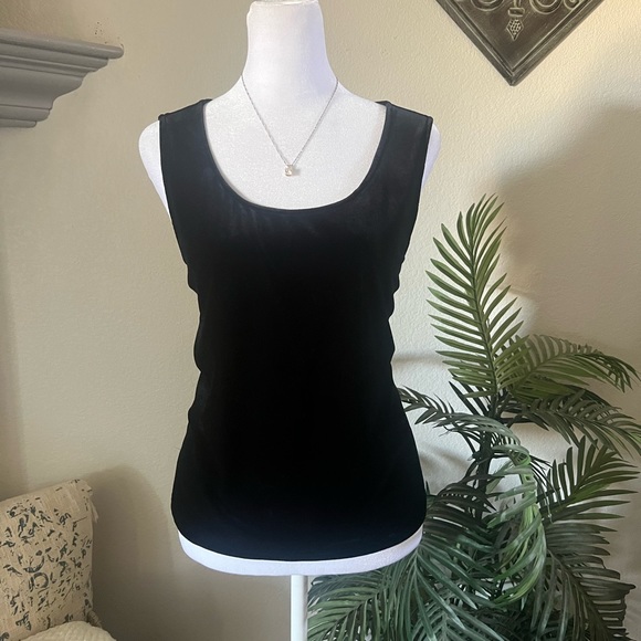 Vintage Black Velvet Scoop Neck Cami Vest Top Size M - Picture 1 of 12